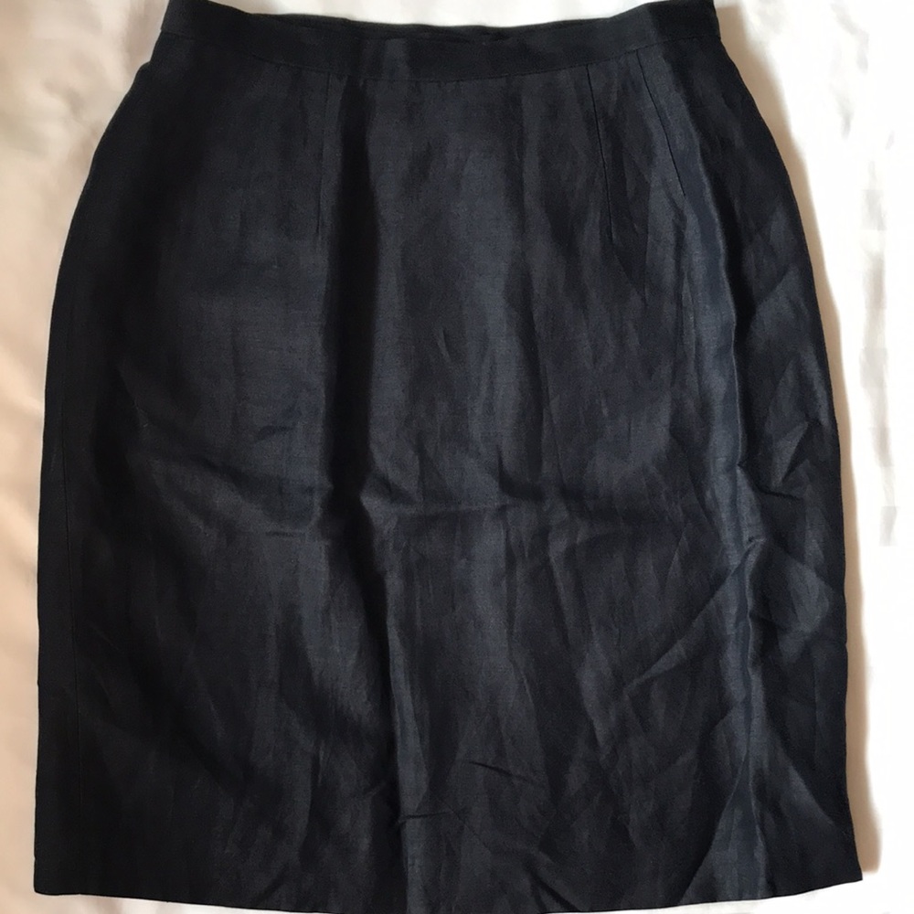 Ann Taylor deep blue linen/rayon lined buttoned wrap skirt EUC - Picture 3 of 7